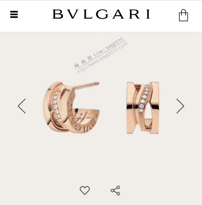 Bvlgari飾品 寶格麗ZERO1系列小蠻腰波浪鏤空排鑽耳釘   zgbq3252